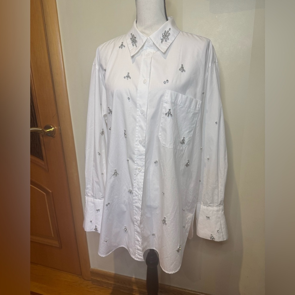 Zara White Blouse with Silver Embellishments - Picture 12 of 16